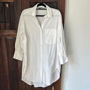 Zara White Casual Button Down Shirt